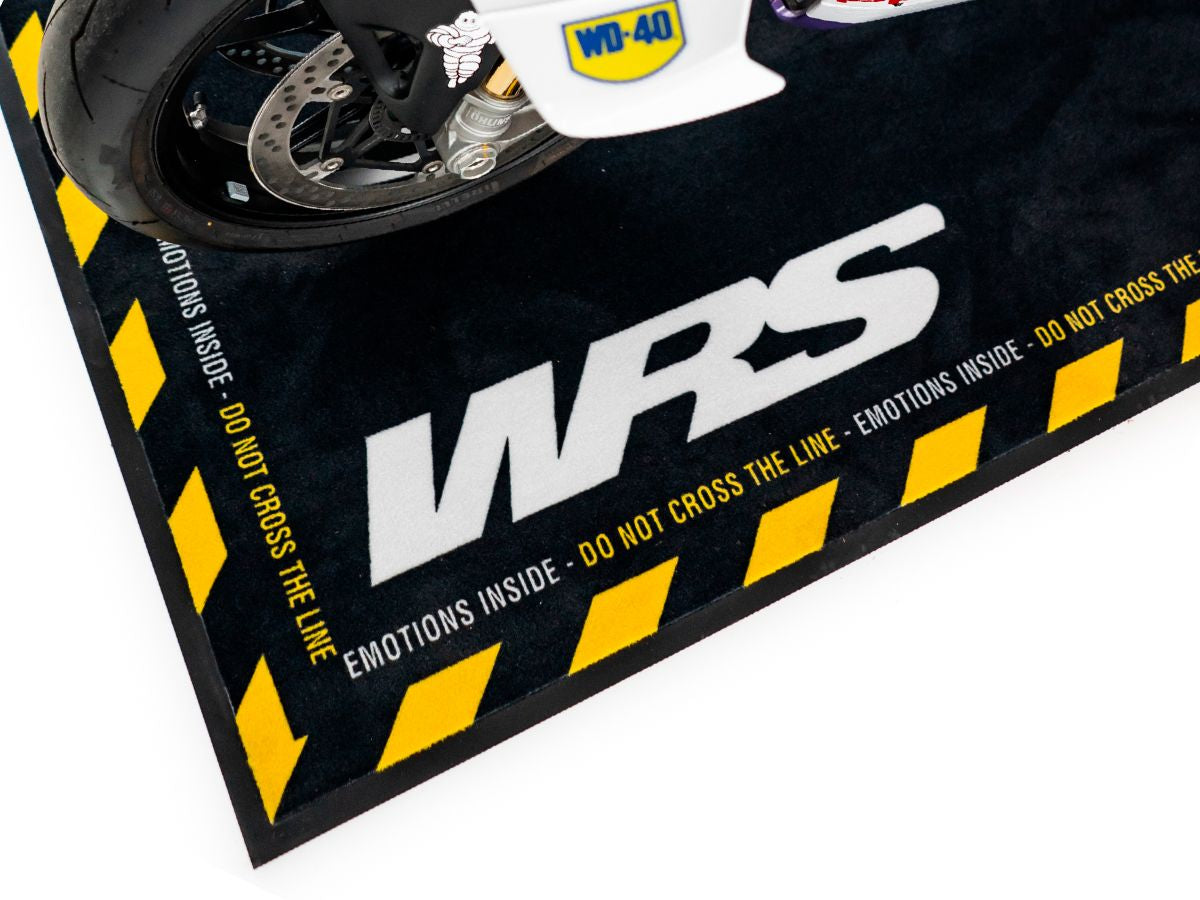 Original WRS Rectangular Motorcycle Carpet With Logo And Yellow Line