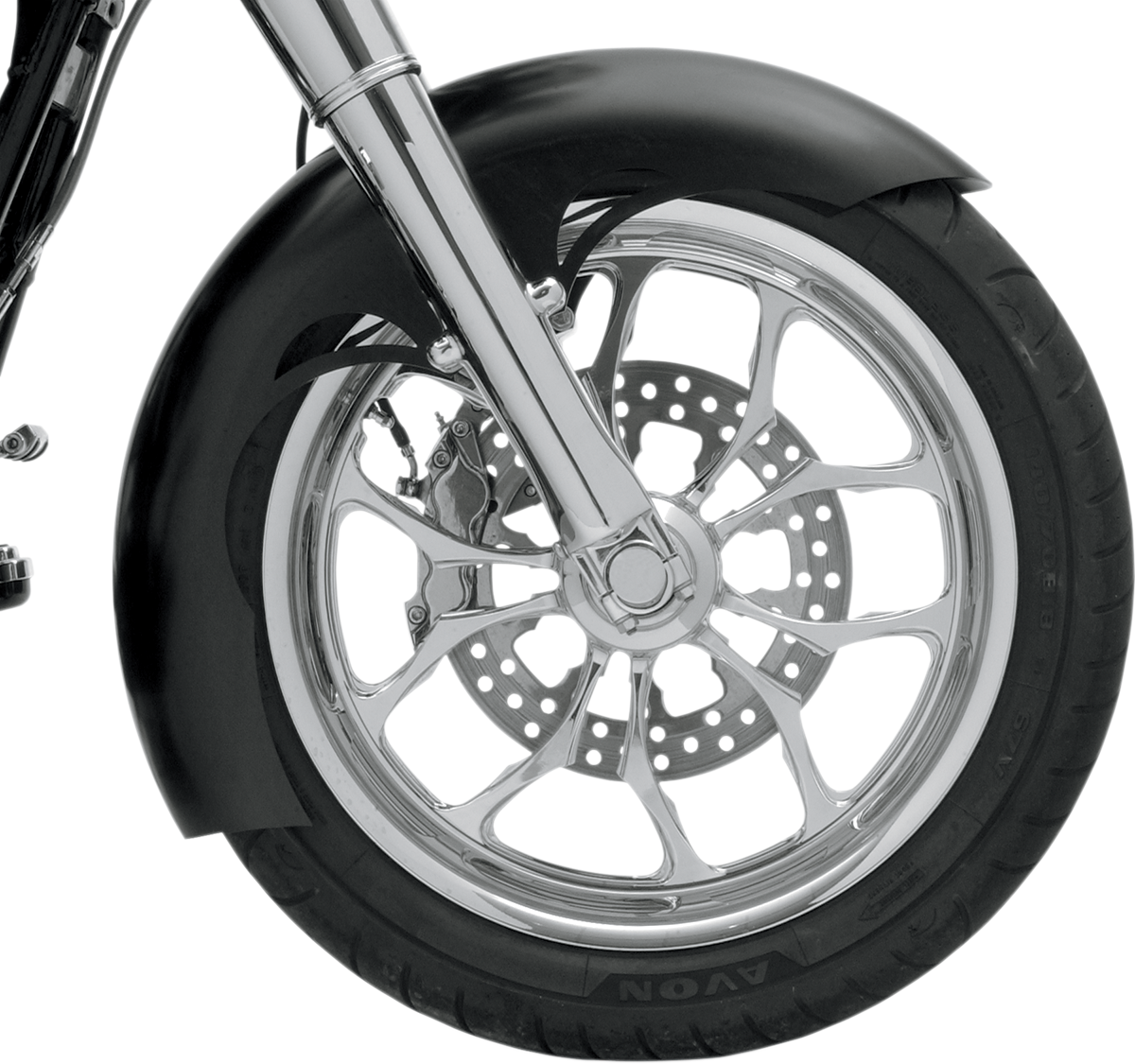 Tude Front Fender - Black - 16"-19" - HD Touring/Trike