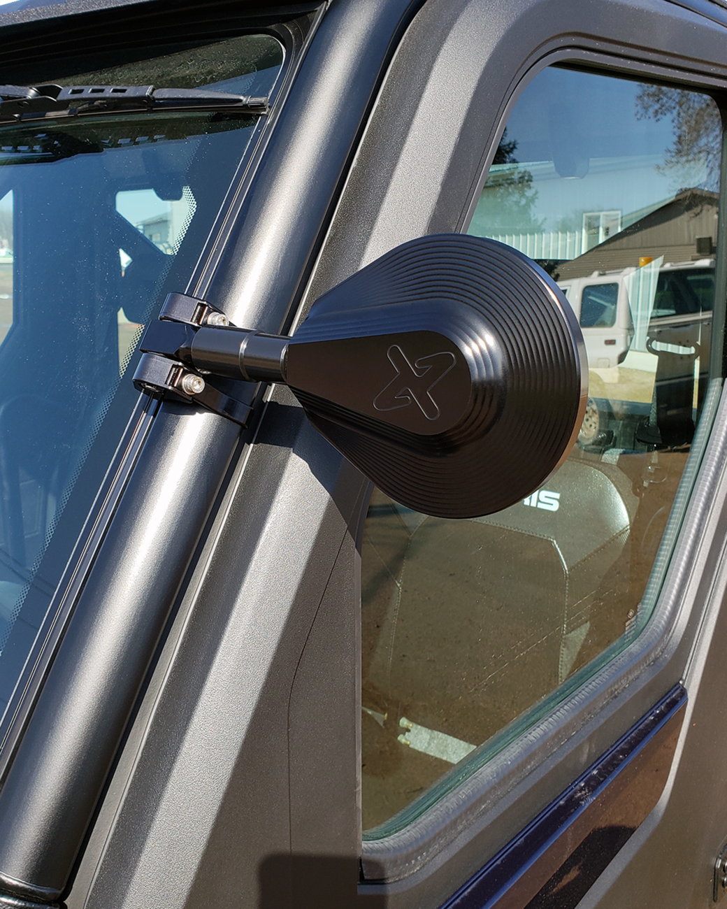 Mirror - Side View - Round - Black - Right - Kit